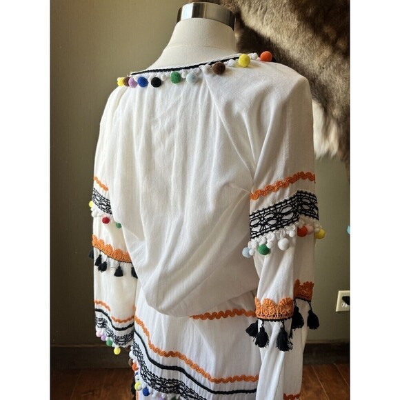 Dodo Bar Or Pom Pom Tassel Colorful Boho Summer Maxi Dress Small - Picture 3 of 10